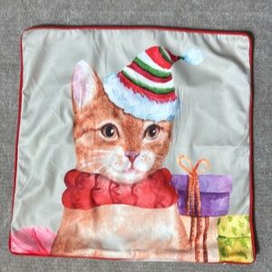 Christmas Cat Square‎ Throw Pillow Cover